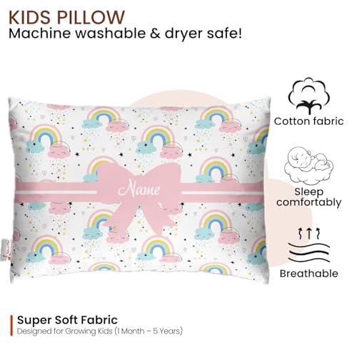 Image of Personalized Pillow for Kids a€ inch Custom Name, Super Soft Cotton Kids Cushion for Infants & Toddlers, 1 Month to 5 Year Olds, Adorable Prints