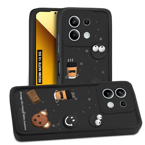 Image of AESTMO Back Case Cover for Redmi Note 13 5G Cover | Cute Fun Cartoon 3D Ball | Coffee Silicone Case | Full Body Protection | Camera Protection Back Cover for Redmi Note 13 5G (Black)