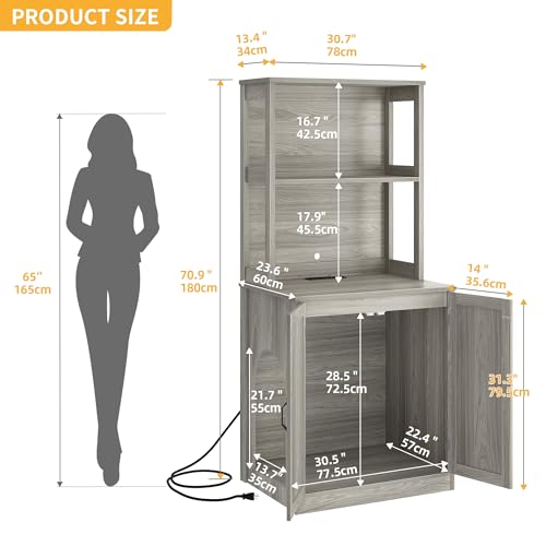 image for DWVO Large Hidden Litter Box Furniture With Shelves and Charging Stati