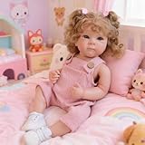 RXDOLL Realistische Reborn-Babypuppen aus Silikon, Ganzkörper-Mädchen, verwurzeltes lockiges Haar, 45,7 cm, anatomisch korrekt, weiches Vinyl, lebensechte Neugeborenen-Puppe, wasserdicht, für
