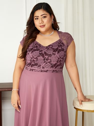 Image of Miss Chase A+ Women's Floral Printed Relaxed Fit V -Neck 3 /4Th Sleeve Georgette Maxi Dress