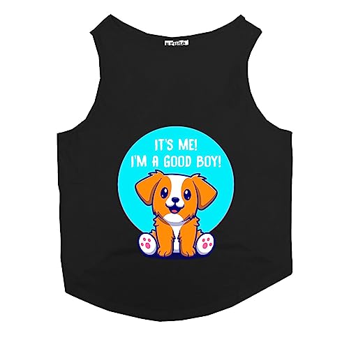 Image of Ruse I m a Good Boy Printed Dog Round Neck Sleeveless Vest Tank T-Shirt /Tees Apparel /Clothes /Tees Gift for Dog (Black /XXL (Saint Bernard, Great Dane etc.)