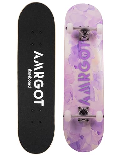 Amrgot Patinetas para principiantes, patinetas completas de 31 x 8 pulgadas para niños, niñas y adultos, madera de arce de 7 capas, monopatines cóncavos estándar