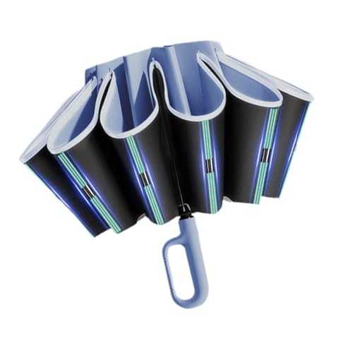 Ombrello pieghevole automatico ombrello da viaggio con manico a gancio Blu