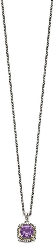 Diamond2Deal Sterling Silver and 14k Gold Amethyst Necklace