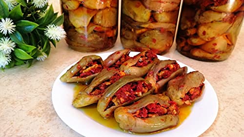 Alamin Foods, Gourmet Makdous Stuffed Eggplant With Oil 42.3 Oz/1200 G 2 Glass Jars #TOP4
