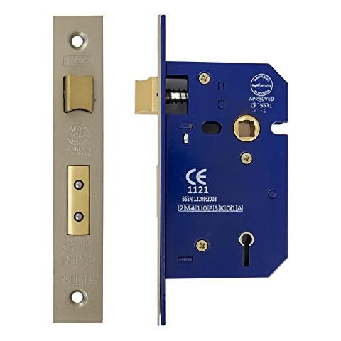 Fire Rated Satin Nickel 5 Lever Sashlock 63 mm CE Rated Cover