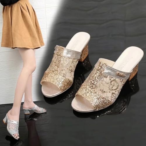 Sandales à talons mi-hauts FGRID escarpins scintillants de créateur - 2