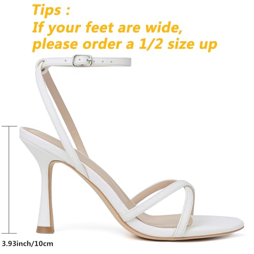 Image of Mostrin Strappy Heels for Women Ankle Strap Heels Women's Heeled Sandals for Party Prom Wedding
