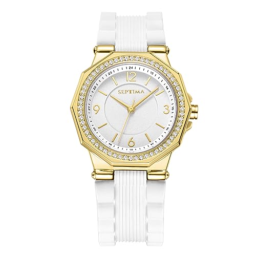 Montre femme 33 mm SEPTIMA Julia avec cadran diamant et élégant bracelet en silicone noir