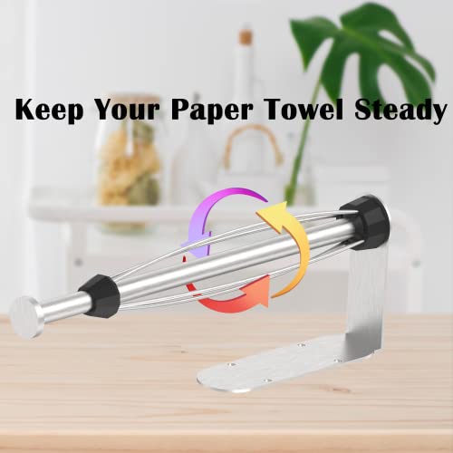 Paper Towel Holder Under Cabinet Brushed Nickel Wall Mount Paper Towel Holder With Damping Single Hand Operable, Under Counter Paper Towel Racks With Self-Adhesive And Screw For Kitchen Bathroom #TOP1
