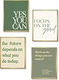 ImpressedCo Inspirational Wall Art Collage Posters for Women - 4 Pcs 8x10' Green Motivational Poster Print Set for Adults, Teens & Kids - Office Desk Decorations for Workspace, Home Gym & Study Room - Affirmation Wall Decor for Positive Mindset (UNFRAMED)