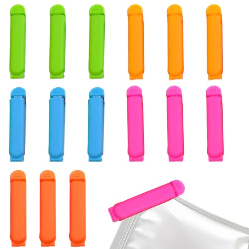 Quesuc 15 Stück Verschlussclips, Länge 7Cm Mehrere Farben Clips Für Tüten, Lebensmittel Clips, Verschlussklammern Clips Für Versiegeln Gefrierbeutel, Snacks, Nüsse, Kaffee
