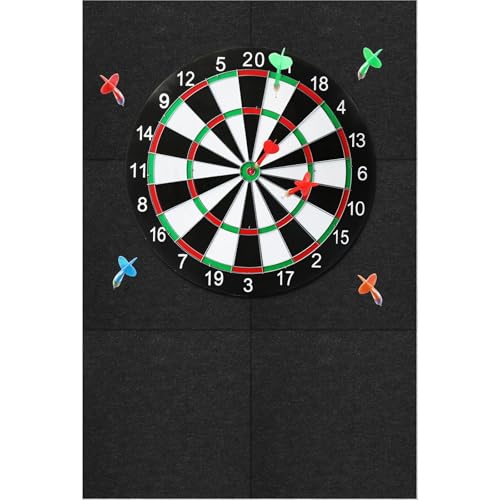 Bcuuozeeing 6 Stück Dartboard-Wandschutz, Selbstklebende Dartscheiben Umrandung, Filz-Dartboard-Wandschutz, Gespleißt, Dartboard-Rückseite, Filz-Wandfliesen, Kork-Dartboard-Rückseite - Schwarz