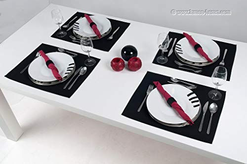 Lemos Home Cotton Placemat Set of 4 - Approx. 46 x 36 cm (Black) Table Set, 46x36 - Image 4