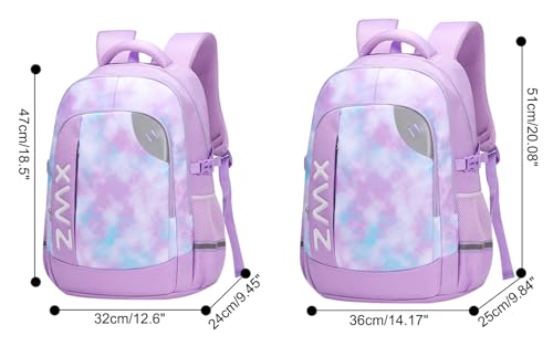 JiaYou Unisex Child Junior Middle School Daypack Lightweight Girls Boys Backpack(Purple,45 Liters)2