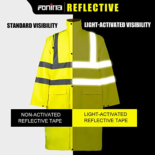 Fonirra Hi Vis Rain Jacket For Men Waterproof Ansi Class 3 Reflective Construction Rain Gear #TOP4