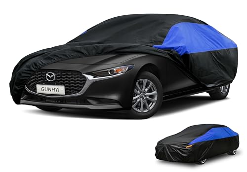 Image of GUNHYI Mazda Car Cover Custom Fit Mazda 3 Sedan Waterproof All Weather, Lightweight Full Car Cover Outdoor Sun UV Rain Dust Snow Wind Protection.
