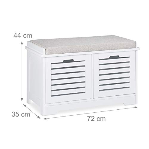 Relaxdays, Bianco Panca con Contenitore, 2