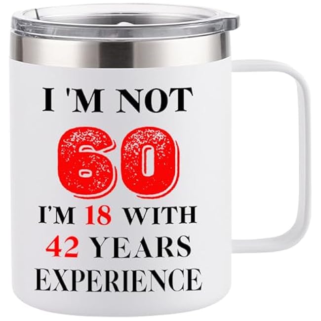 60th Birthday Gifts for Women Men, 1965 Turning 60 Year Old Birthday Gifts Ideas, 60th Birthday Presents Decorations Stainless Steel Coffee Mug Cup for Her Him, 12oz