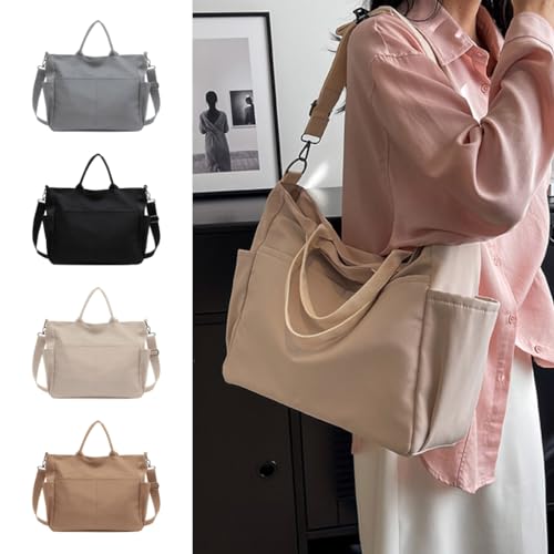 Womens Simple Crossbody Bag Solid Color Student Bag Large Capacity Shoulder Bag2