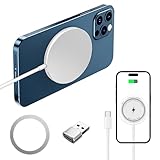 [Twofox] ワイヤレス充電器 マグセーフ充電器 最大15W出力 強力磁気吸着 i-Phone16/15/14/13/12シリーズ対応 マグネット式 QI対応機種 無料プレゼント: 磁気増加リング&USB-AからUSB-Cへ変換アダプタ (ホワイト)