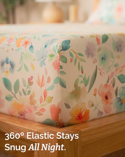 Image of Full 4 Piece Floral Sheet Set - Soft, Breathable & Cooling - Blush Blossom