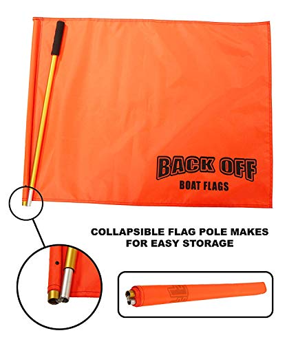 Giant Orange Boating Safety Flag with Pole for Water Skis Wakeboarding and Tubing - Universal Safety Skier Down Flag