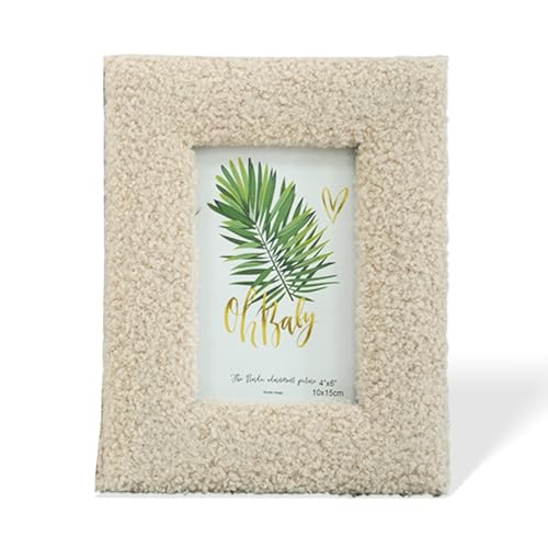 Riadyet 4x6 Plush Photo Frame for Home Decor, Super Soft Rainbow Plush Decorative Frame, Perfect for Photos, Drawings, and Watercolor Paintings, Cozy and Warm Gift Idea (Beige)