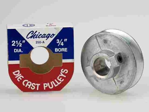 2-1/2" x 3/4" Bore, with Keyway, A-Groove, Chicago Die Cast Pulley. 100% Made in the USA!