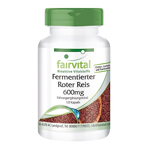 Fairvital | Fermentierter Roter Reis 600mg - Monascus purpureus Kapseln - HOCHDOSIERT mit 2,95mg Monacolin K pro Kapsel - VEGAN - 120 Kapseln