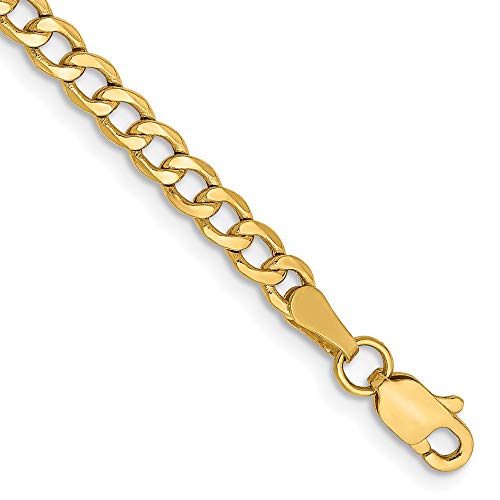 14k yellow gold 3.35mm link curb chain anklet ankle beach bracele…