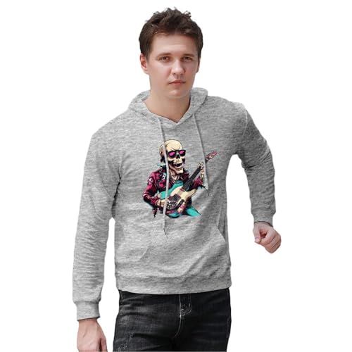 Skeleton Rock And Roll Unisex Casual Hoodies Long Sleeve Lightweight Pullover Tops Loose Sweatshirt with Pocket4