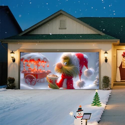 TTCHANG Christmas Garage Door Banner – Festive Holiday Party Backdrop Decoration for Home & Outdoor, Elf & Snow Scene Design for Garage, Porch, Living Room, or Bedroom,16 x 7ft/4.8 x 2.1m by TTCHANG - Image 7