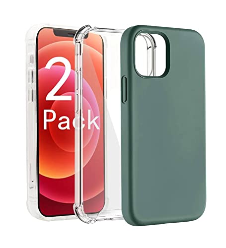 FOURCHEN Funda de silicona a prueba de golpes diseñada para iPhone12, iPhone 12 Pro de 6.1 pulgadas+carcasa transparente que absorbe golpes Cover