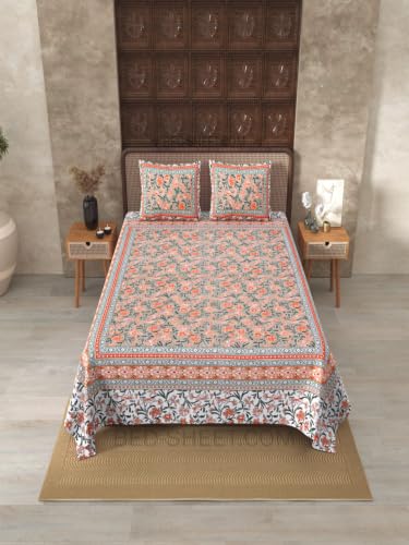 Image of Jaipur Fabric Double Bed Cotton Bedsheet Set with 2 Pillow Covers | Wrinkle Resistant & Durable