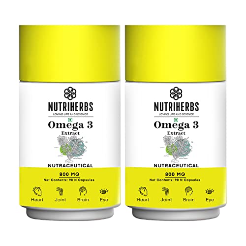 NUTRiHERBS Omega 3 800mg Capsules | Plant-Based DHA & EPA Supplement for Heart, Joint, Eye Health | Omega 3 Fatty Acids for Brain Support, Skin Wellness | Vegan Omega-3 for Men & Women - 90 Capsules Pack of 2 (B072MZHLYS) Amazon Price History, Amazon Price Tracker