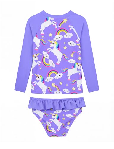 Image of Girls Rash Guard Swimsuit Long Sleeve Tankini Sets Two Pieces Bathing Suit Swimwear UPF 50+ Sun Protection