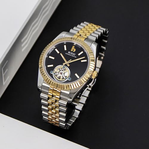 Image of BUREI Men's Classic Luxury Watch Stainless Steel Waterproof Machine Watch Fashion Double Watches Date Sapphire Crystal