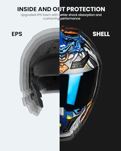 Image of ILM Motorcycle Helmets for Adult Men Women Full Face DOT ECE Powersports Dual Visor Street Racing Helmet with Pinlock Cascos para Motos Model MF509 (Ronin Blue, L) | Powersports, Dual Visor, Street Racing, Pinlock, Cascos para Motos