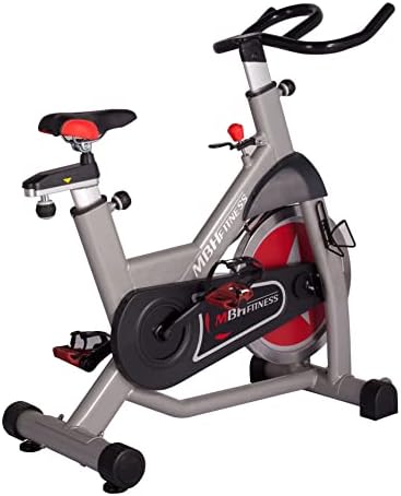 MBH FITNESS EXERCISE SPIN BIKE COMMERCIAL FOR GYM (50 LB FLYWHEEL) 350 Pound Capacity, Magnetic Resistance - Indoor Stationary Bike