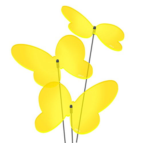 SUNPLAY Sonnenfänger Schmetterlinge Marie in GELB, 3 Stück zu je 10 cm Durchmesser im Set + 35 cm Schwingstäbe Cover