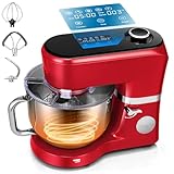 VIVOHOME Stand Mixer with Fermentation, One-Touch Presets Electric Dough Mixer with 6 Qt Bowl, Kitchen Standing Mixer for Baking, Cake with Flex Edge Beater, Bread Hook, Whisk, Red
