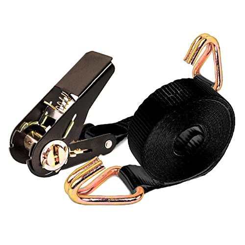 PONSA R25GC - Sangle à Cliquet d'Arrimage 5 Metres (4,5m + 0,5m) avec Crochet Fermé– Sangle de Serrage à cliquet Petit pour Les Charges Semi-Lourdes - Résistance à la ruptura 2000 kg (looping). Noir