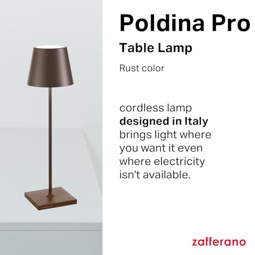 Zafferano, Poldina Pro Lamp, Rechargeable Cordless Table Lamp with Touch Controls, Suitable for Indoor and Outdoor, Dimmer, 2200-3000 K, Height 14.9 Inches, Rust Color by Zafferano - Image 2