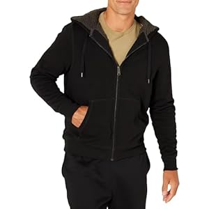 Amazon Essentials heren Sherpa-gevoerde fleece sweatshirt met volledige rits en capuchon