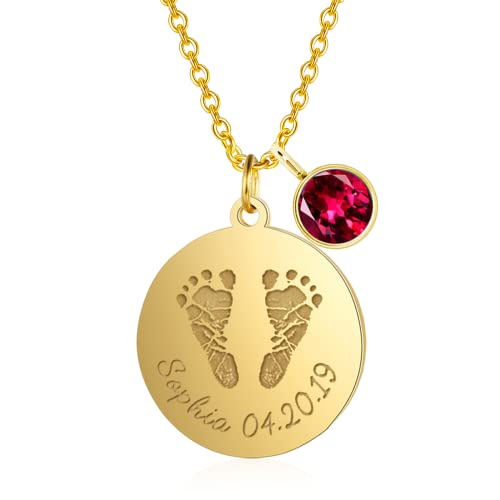 LONAGO Personalized Cat Dog Paw Print Necklace with Name Engrave ...