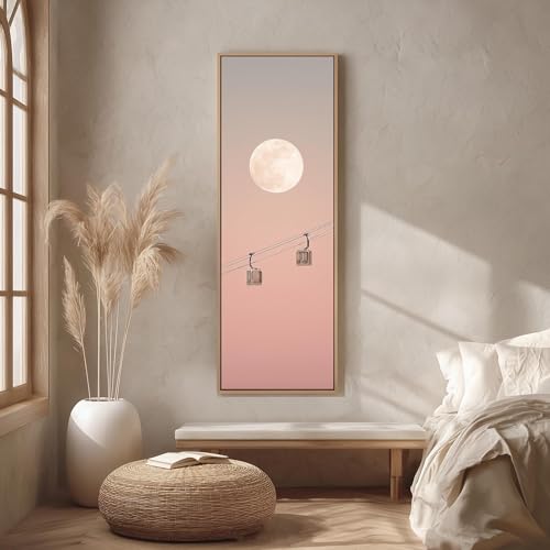 Tableau téléphérique vertical déco ciel rose impression voyage 70x210cm