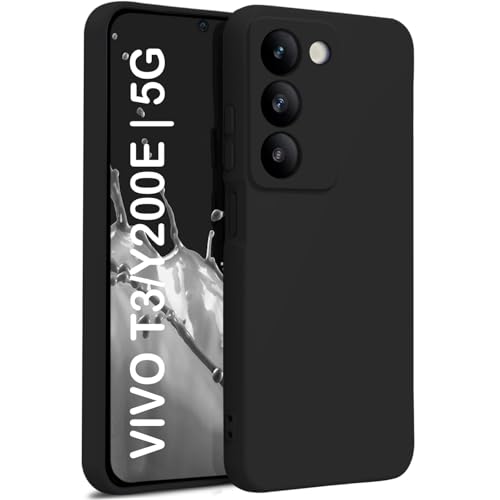 Image of TRUEUPGRADE Back Cover for Vivo Y200E 5G /Vivo T3 5G | Soft Silicone Rubberized Case with Camera Protection | Shockproof Bumper | Slim & Flexible | Black
