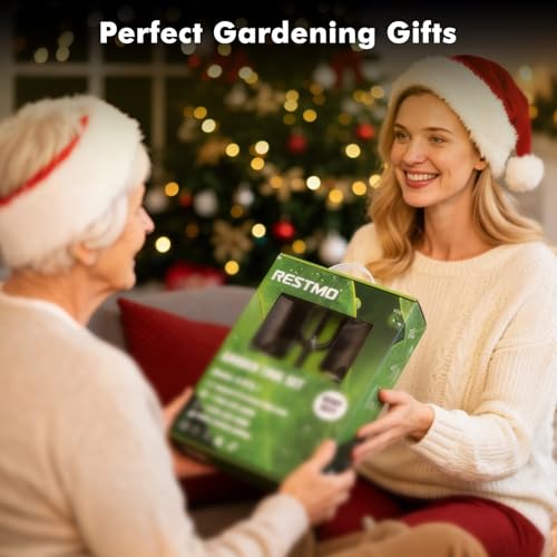 RESTMO 3-in-1 Heavy Duty Gardening Tools Kit, Premium Carbon Steel Garden Tools with Ergonomic Wooden Handle Includes Trowel, Transplanter, and Cultivator, Ideal Gardening Gifts for Women, Gardener - Image 4